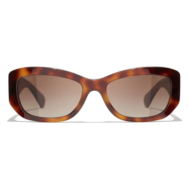 Chanel Havana Brown Frame "CC" Logo / Gray Brown Lenses Sunglasses