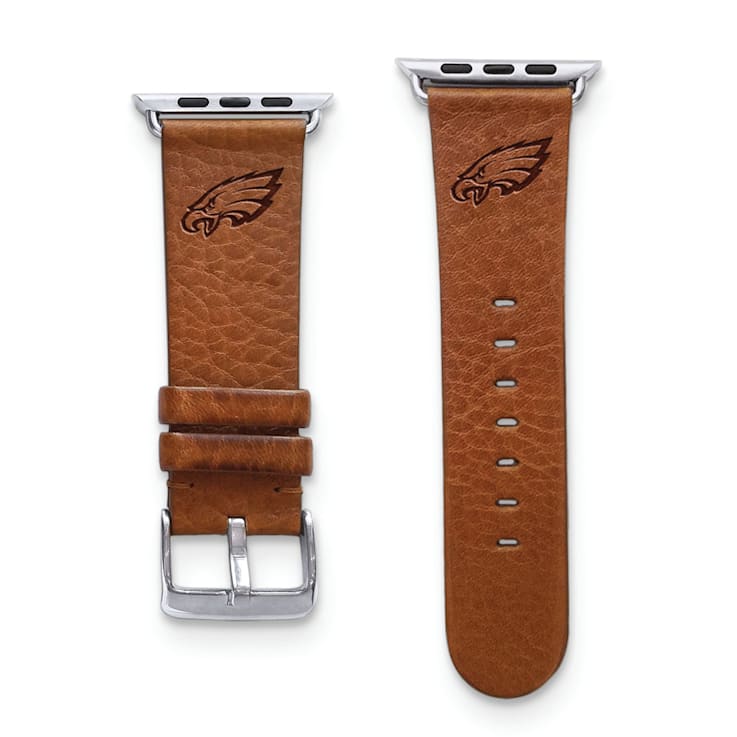 Gametime Philadelphia Eagles Leather Band fits Apple Watch (38/40mm S/M  Tan). Watch not included.