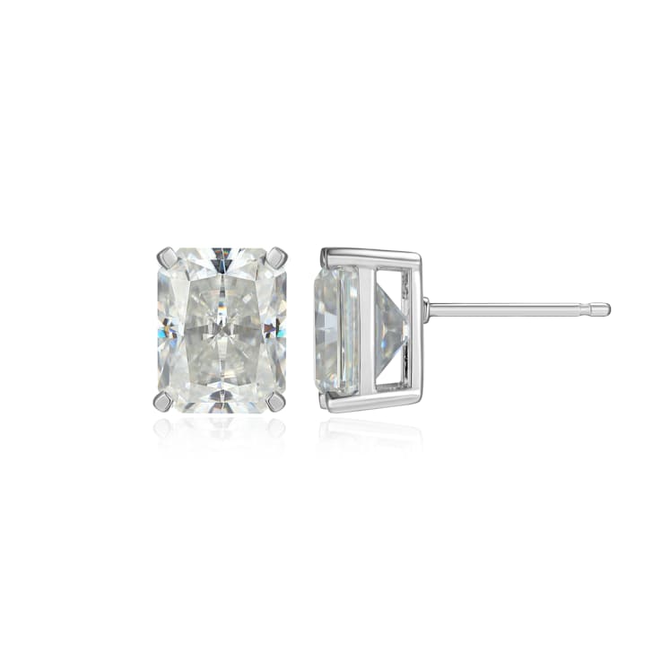 Emerald Cut Moissanite Platineve Stud Earrings 5.04ctw DEW