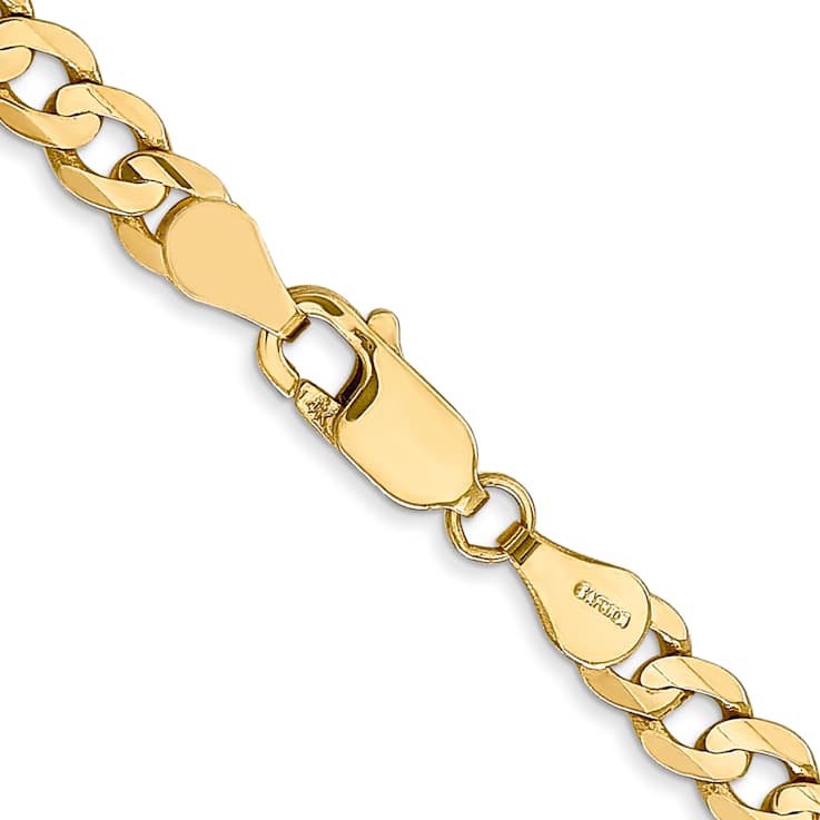 10k Yellow Gold 4.5mm Open Concave Curb Link Bracelet