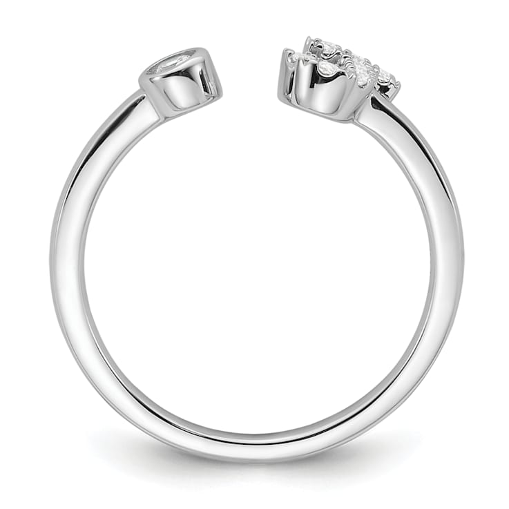 Rhodium Over 14K White Gold Lab Grown Diamond VS/SI GH, Initial J
Adjustable Ring