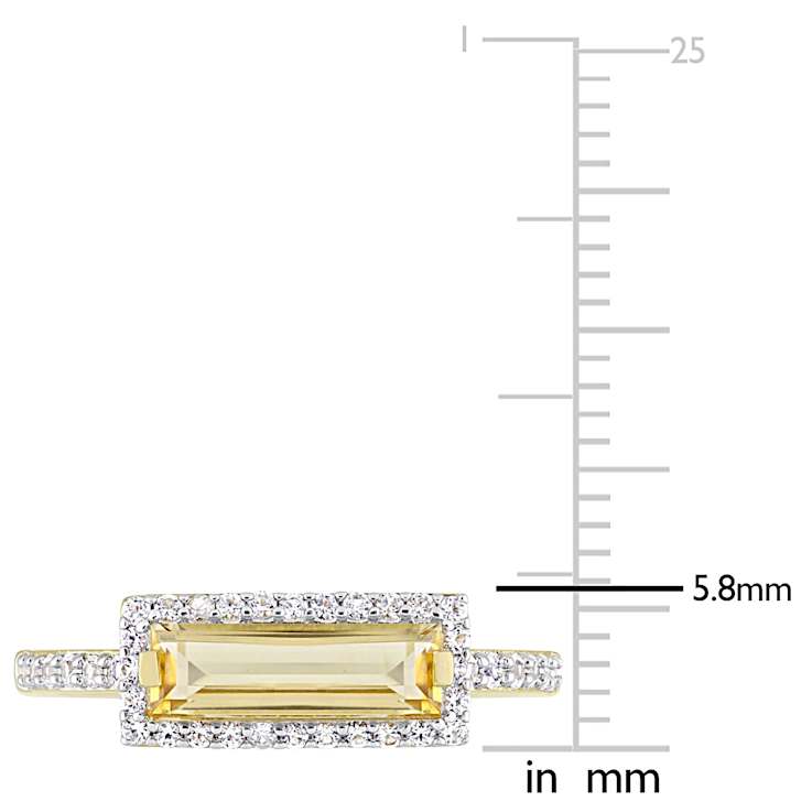Citrine and White Sapphire 18k Yellow Gold Over Sterling Silver Halo
Ring 1.54ctw