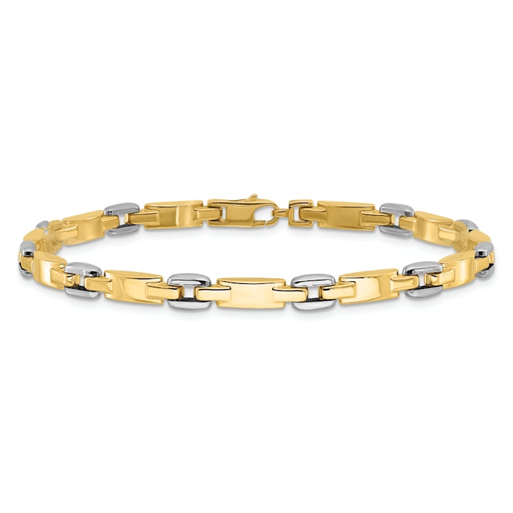 14k Yellow Gold and 14k White Gold 4.8mm Polished Fancy Link Bracelet