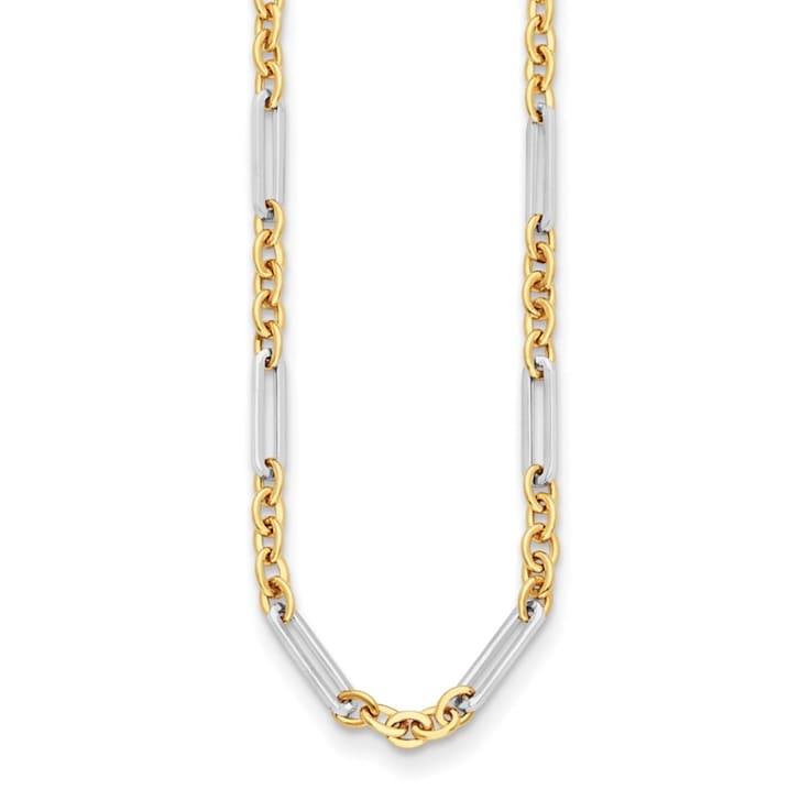 14K Two-tone Oval and Paperclip Link 16-inch Necklace