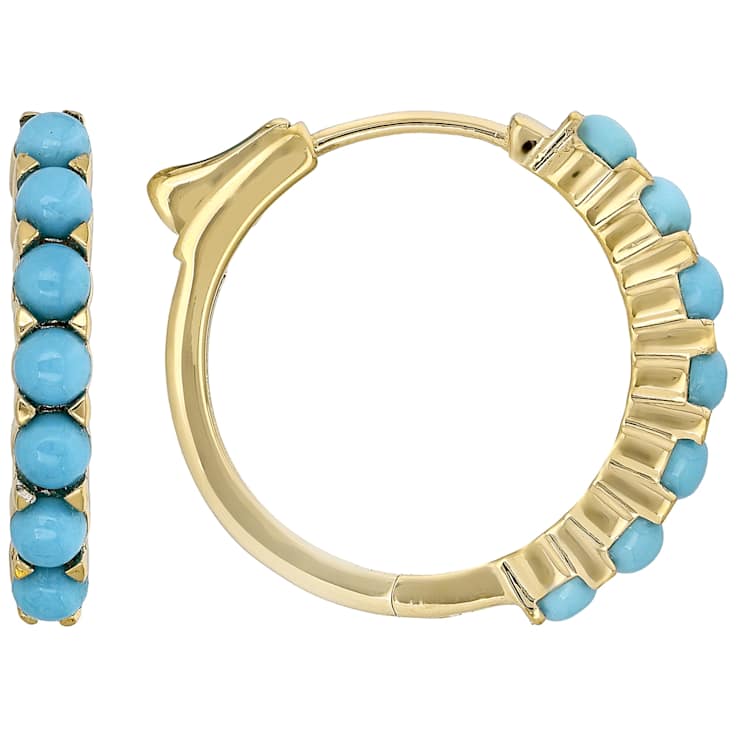Turquoise Hoop Earrings In 18K Gold Over Sterling Silver