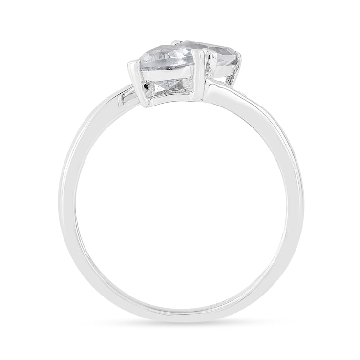 Trillion Aquamarine and White Topaz 2-Stone Rhodium Over Sterling Silver
Bypass Ring 1.22ctw
