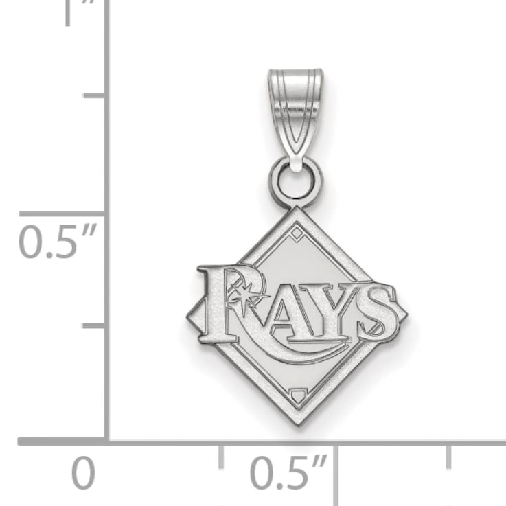 Rhodium Over Sterling Silver MLB Tampa Bay Rays LogoArt Circle Pendant