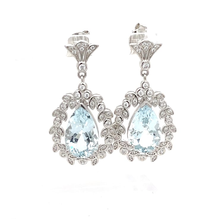 Aquamarine and Cubic Zirconia Rhodium Over Sterling Silver Center Design
Earrings 6.25ctw