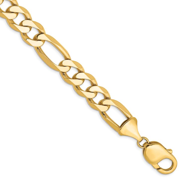 10k Yellow Gold 10mm Flat Figaro Link Bracelet
