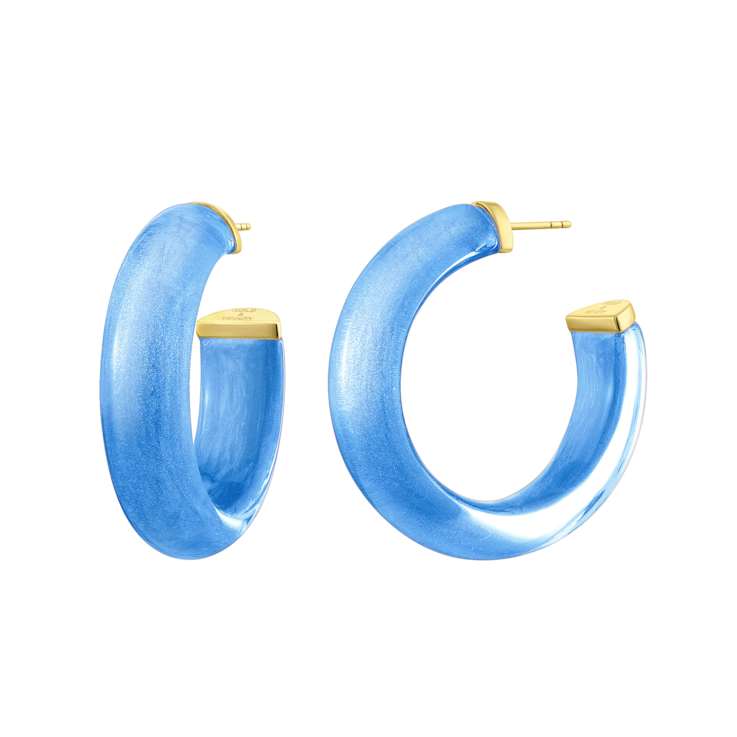 14K Yellow Gold Over Sterling Silver Illusion Acrylic Hoops in Santorini