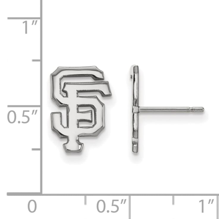 Rhodium Over Sterling Silver MLB LogoArt San Francisco Giants Post Earrings