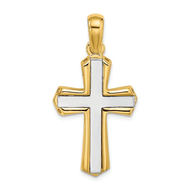 14K Two-tone Gold  Polished Cross Charm