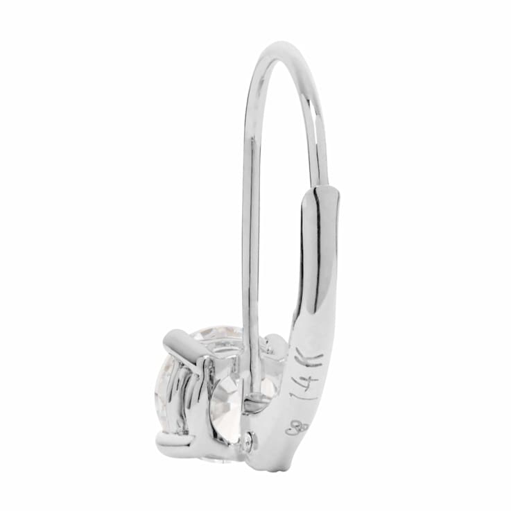 White Cubic Zirconia 14k White Gold Earrings With Velvet Gift Box 1.00ctw