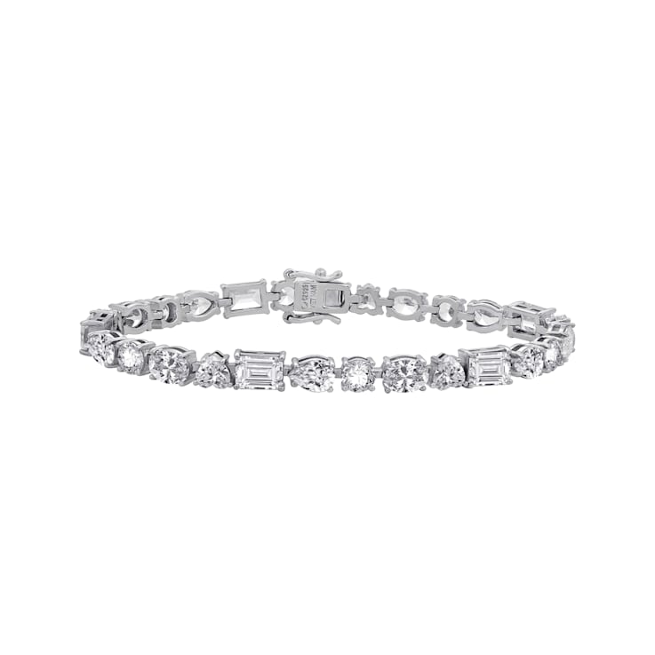 White Cubic Zirconia Platinum Over Sterling Silver Tennis Bracelet 17.50ctw