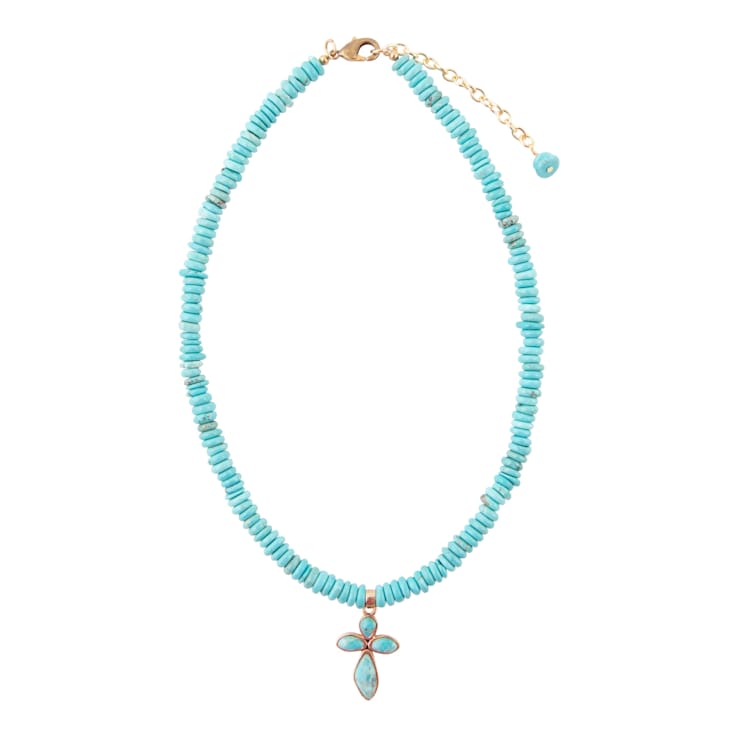 Barse Magnesite Cross Pendant Necklace In Bronze