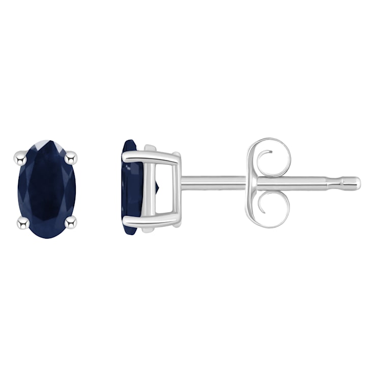 5x3mm Oval Sapphire 14k White Gold Stud Earrings