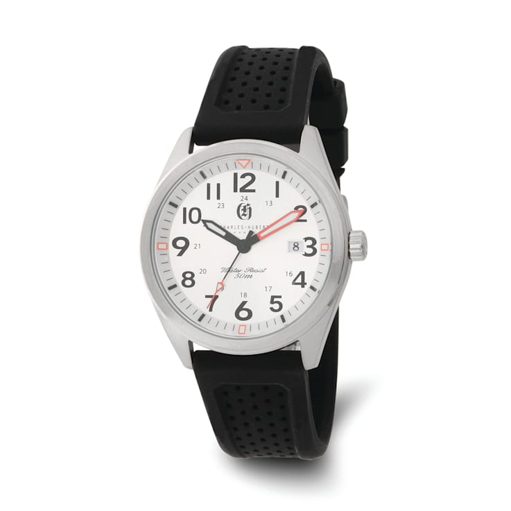 Charles Hubert Stainless Steel White Dial Watch
