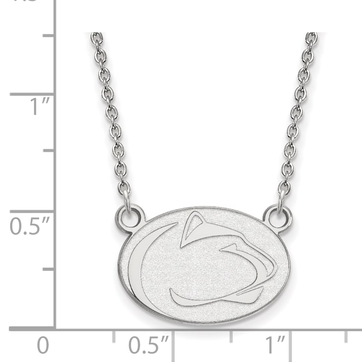 Rhodium Over Sterling Silver LogoArt Penn State University Small Pendant Necklace