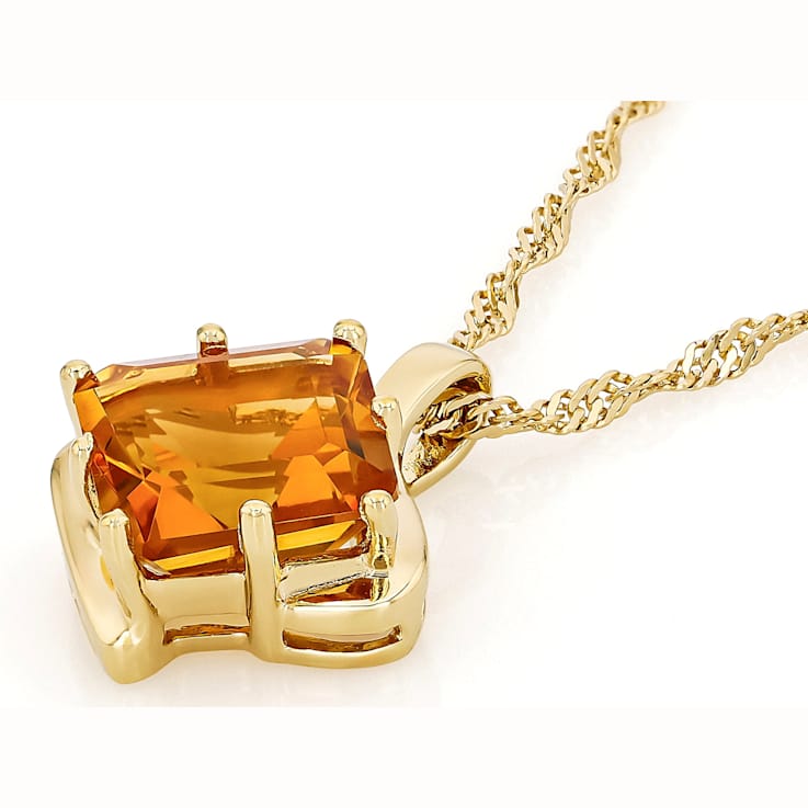 Citrine Square Solitaire Pendant Necklace In 18K Gold Over Sterling
Silver 2.80ct