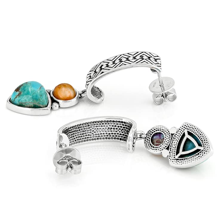 Turquoise And Spiny Oyster Shell Dangle Sterling Silver Earrings 10mm
And 6mm