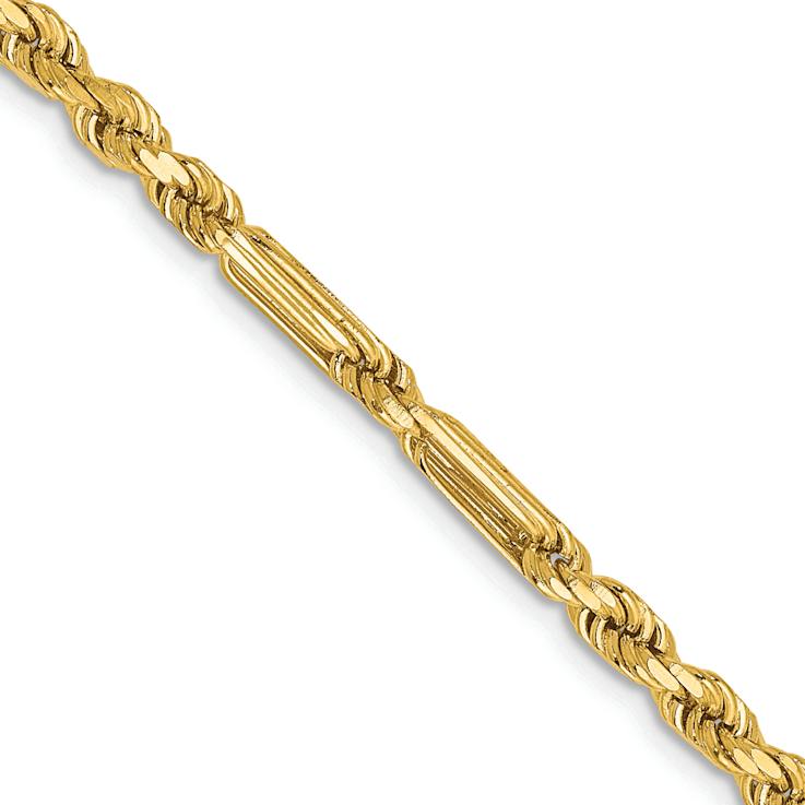 14k Yellow Gold 3mm Solid Diamond-Cut Milano Rope 22 Inch Chain
