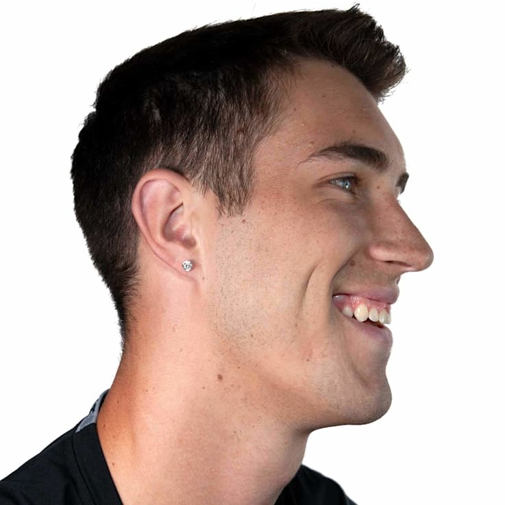 White Cubic Zirconia 14k White Gold Studs With Velvet Gift Box 1.50ctw