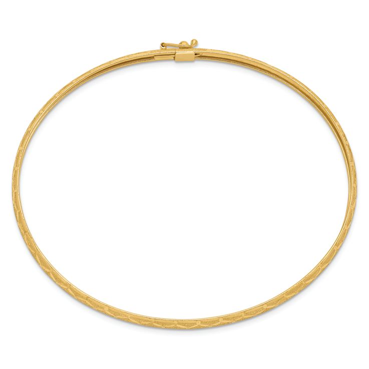 10k Yellow Gold 4.5mm Hexagonal Design Diamond-Cut Flexible Bangle