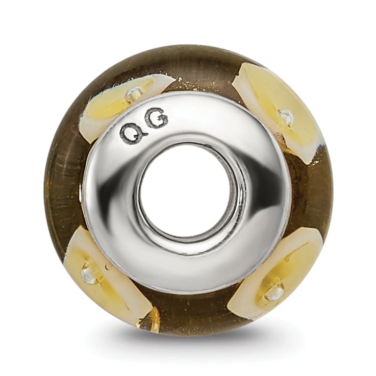 Sterling Silver Yellow Hand-blown Glass Bead