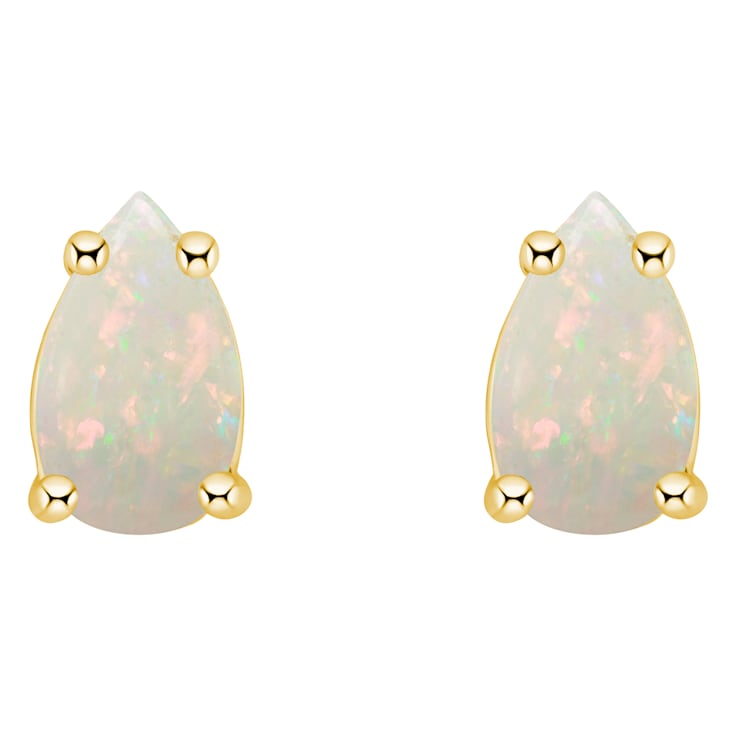 5x3mm Pear Shape Opal 14k Yellow Gold Stud Earrings