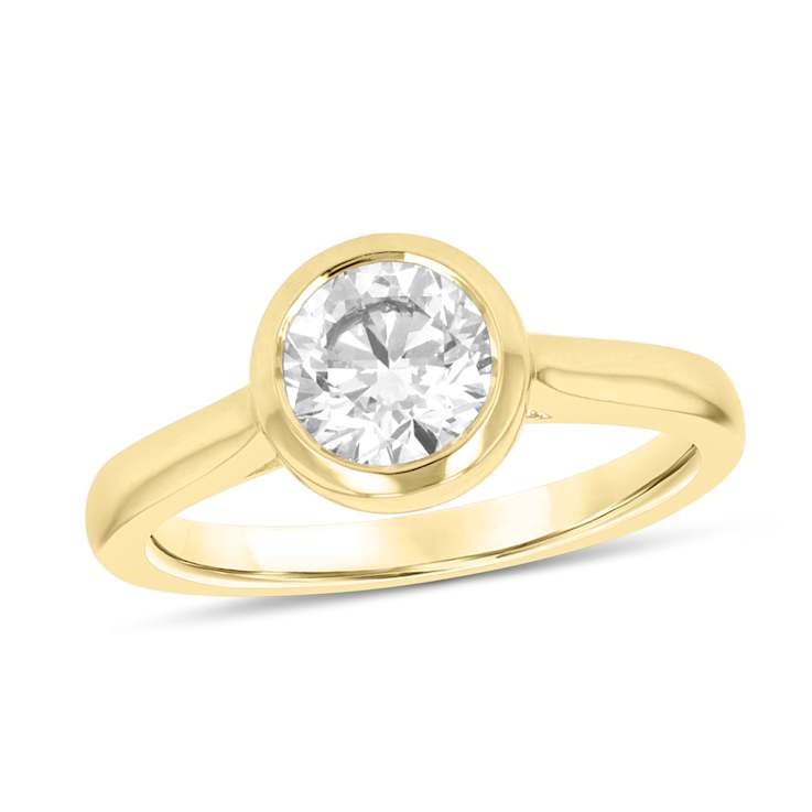 1.00ct Lab Grown Diamond Bezel Set Ring in 14k Yellow Gold