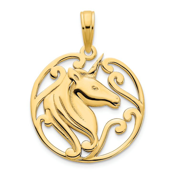 14k Yellow Gold Polished Unicorn Pendant