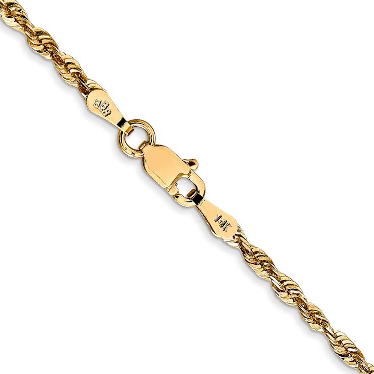 14k Yellow Gold 2.25mm Diamond-Cut Rope Link Chain