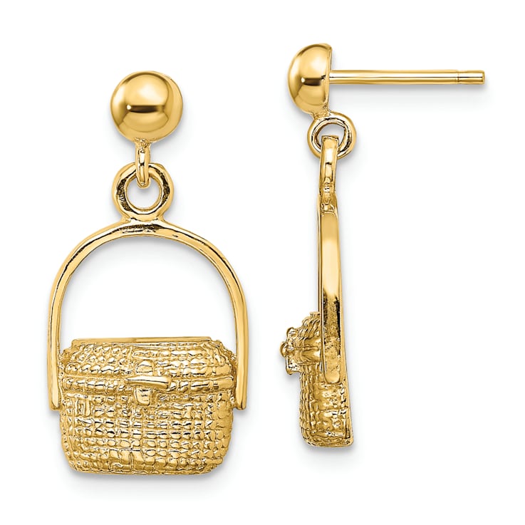 14K Yellow Gold Textured Nantucket Basket Earrings