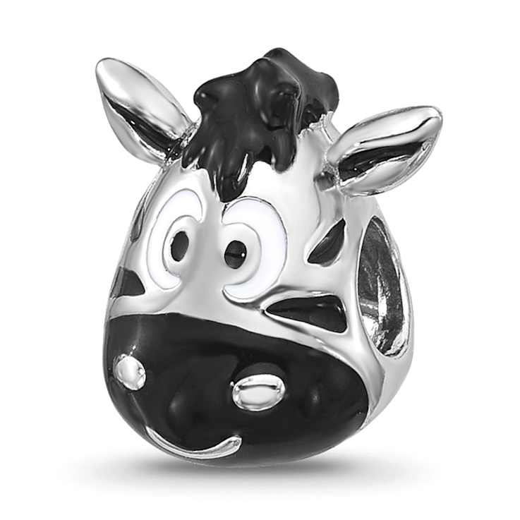 Sterling Silver Kids Enamel Zebra Face Bead