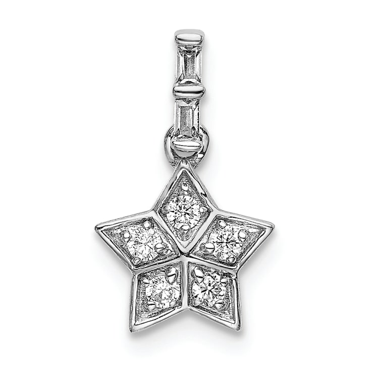 Rhodium Over 14k White Gold Diamond Star Pendant