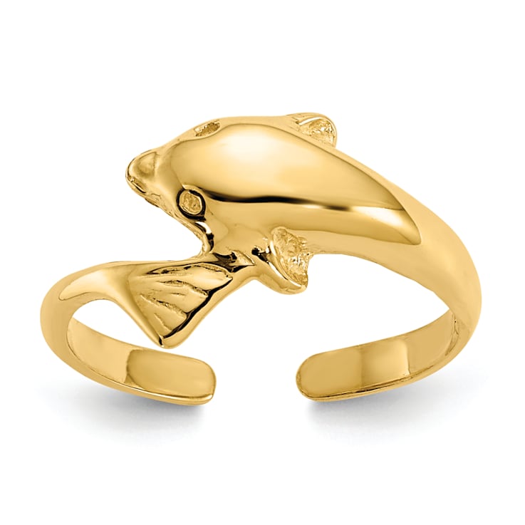 14K Yellow Gold Dolphin Toe Ring