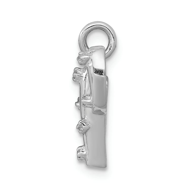 Rhodium Over 14k White Gold Diamond Cactus Pendant
