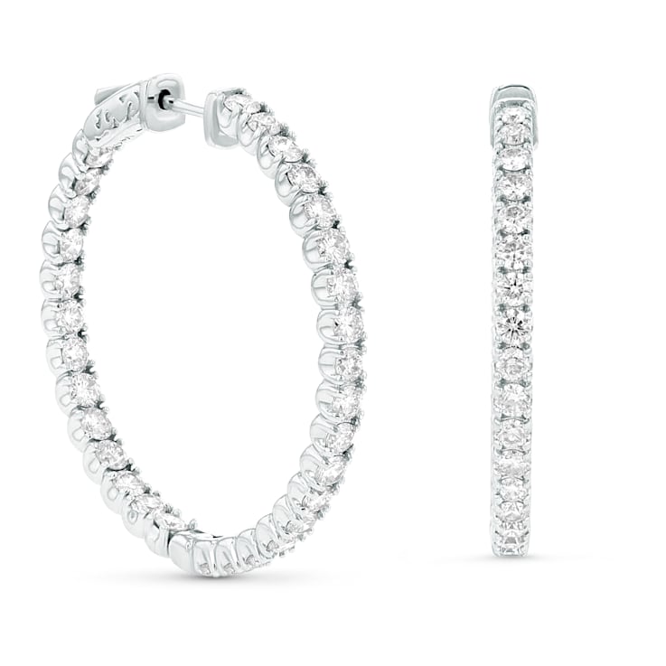 4.00ctw Diamond Hoop Earrings in 14k White Gold