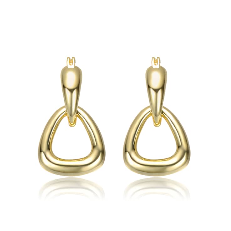 Interlocking V-Shape Dangle Earrings In 14K Gold Over Brass