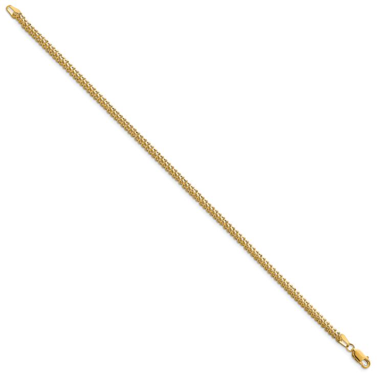 14k Yellow Gold 2.3mm Franco Link Chain Bracelet