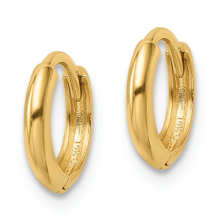 14k Yellow Gold Polished 3/8" Hinged Hoop Earrings