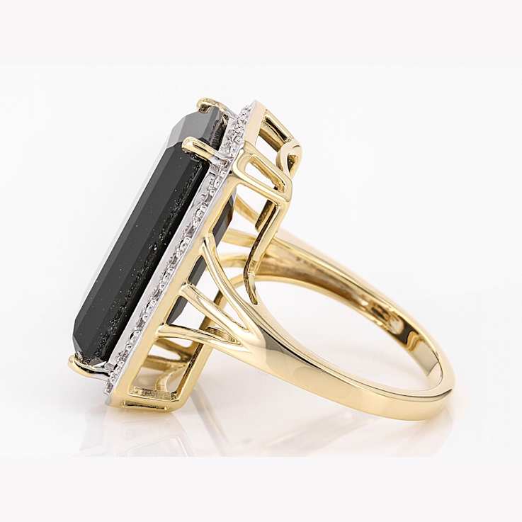 Black Spinel Cocktail Ring In 18K Gold Over Sterling Silver 11.24ctw
