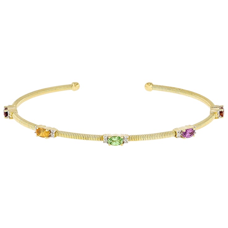 Multi Garnet And White Zircon Bracelet In 18K Gold Over Sterling Silver 1.36ctw