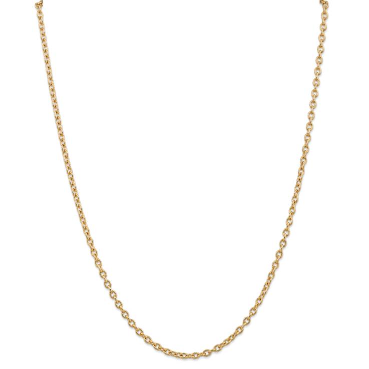 14k Yellow Gold 3.2mm Solid Round Open Link Cable 20 Inch Chain