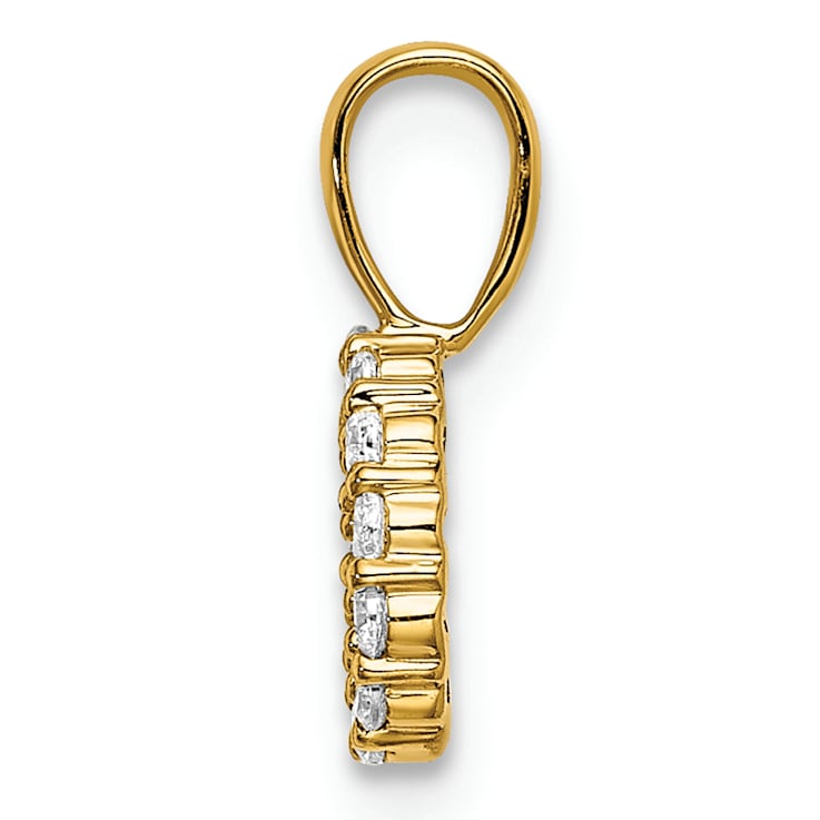 14K Yellow Gold Lab Grown Diamond Letter O Initial Pendant