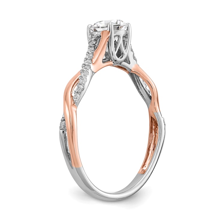 14K Two-tone Lab Grown Diamond Twist Design Complete Engagement Ring 0.62ctw