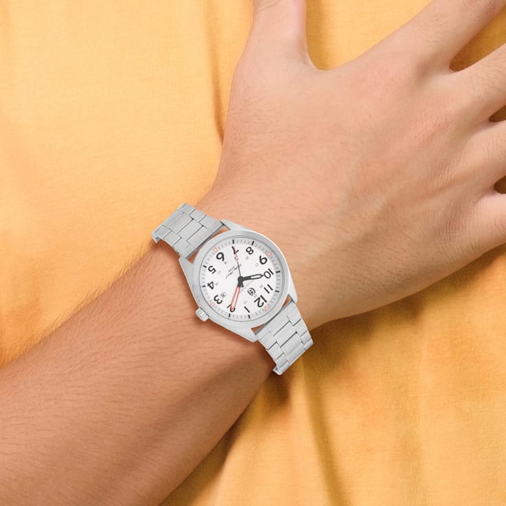 Charles Hubert Stainless Steel White Dial Watch