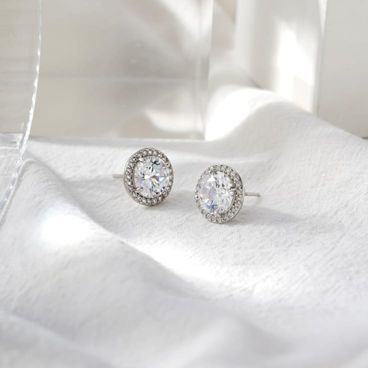 White Cubic Zirconia Platinum Over Sterling Silver Earrings 6.48ctw
