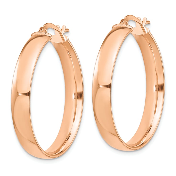 14k Rose Gold 1 1/4" High Polished Hoop Earrings