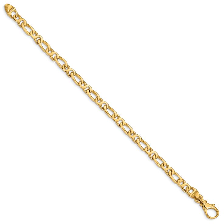 14k Yellow Gold 4.8mm Hand Polished Fancy Link Bracelet